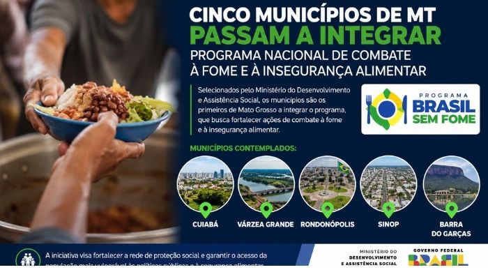 Cinco municípios de MT passam a integrar programa nacional de combate à fome e à insegurança alimentar