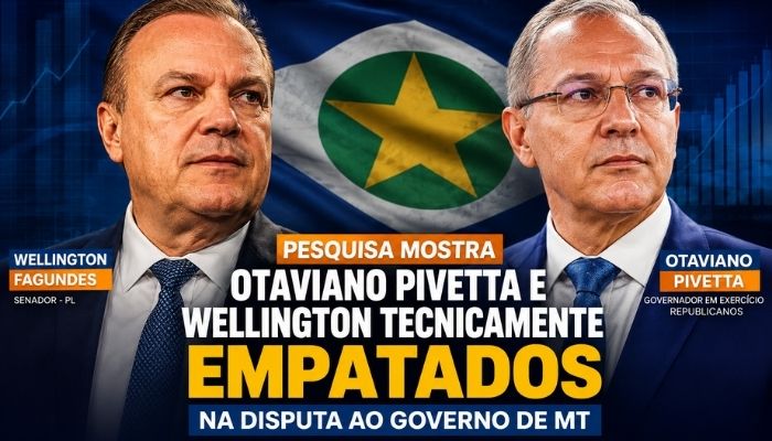 Pesquisa mostra Otaviano Pivetta e Wellington tecnicamente empatados na disputa ao Governo de MT